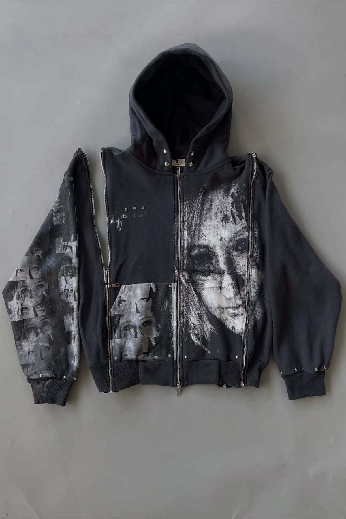 Asymmetric Graphic Panel Hoodies