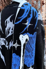 Punk Anime Skeleton Striped Knitted Scarf