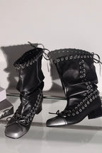 Lace-Up Slouch Cowboy Boots