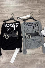 Y2K American Vintage Skew Neck Knit Top