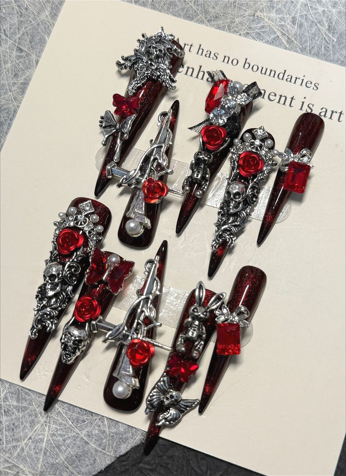 Vintage Blood Rose Gothic Press On Nails Secondary image