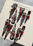 Vintage Blood Rose Gothic Press On Nails