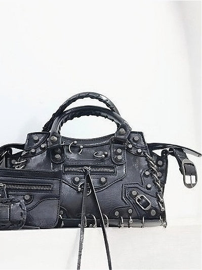 Perforated Studded Moto Crossbody Bag Secondary image