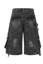 Multi-Pocket Denim Bermuda Shorts