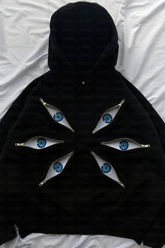 Eye Zip Detail Pullover Hoodie Main image