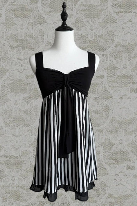 Bow Stripe Sailor Style Mini Dress