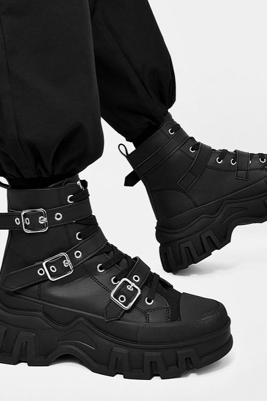 Strapped Platform High-Top Boots