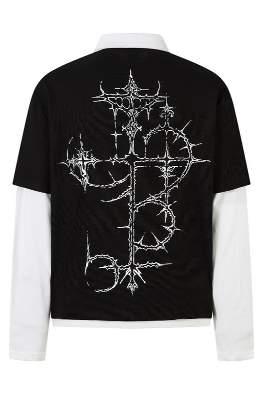 Gothic Thorn Print Long Sleeve Knit Top Secondary image