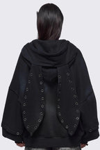 Eyelet Rabbit Ear Zip Hoodies