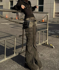 Distressed Stretch Bootcut Pants