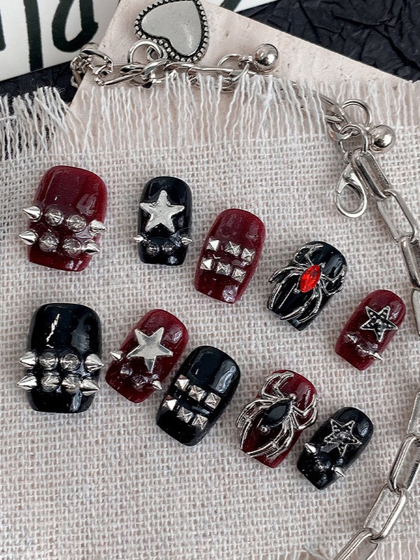 Punk Style Metal Rivet Rock Press On Nails