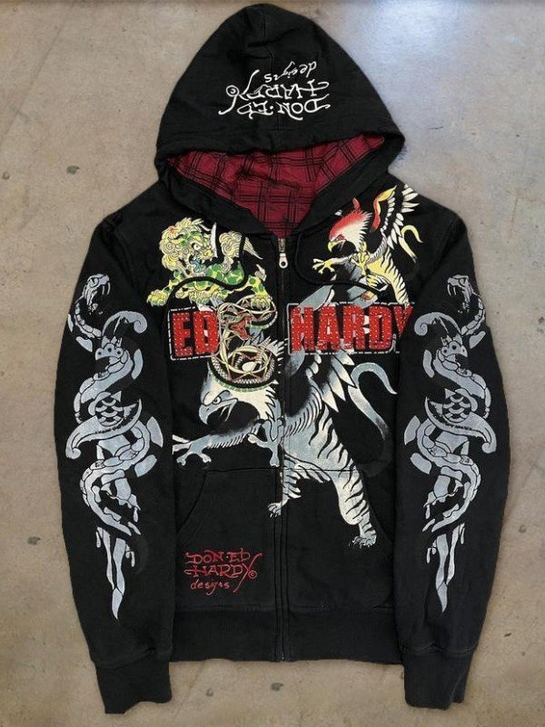 Tattoo Ghost 3D Print Zip-up Long Sleeve Hoodie Secondary image