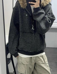 Retro Hooded Long Sleeve Coat