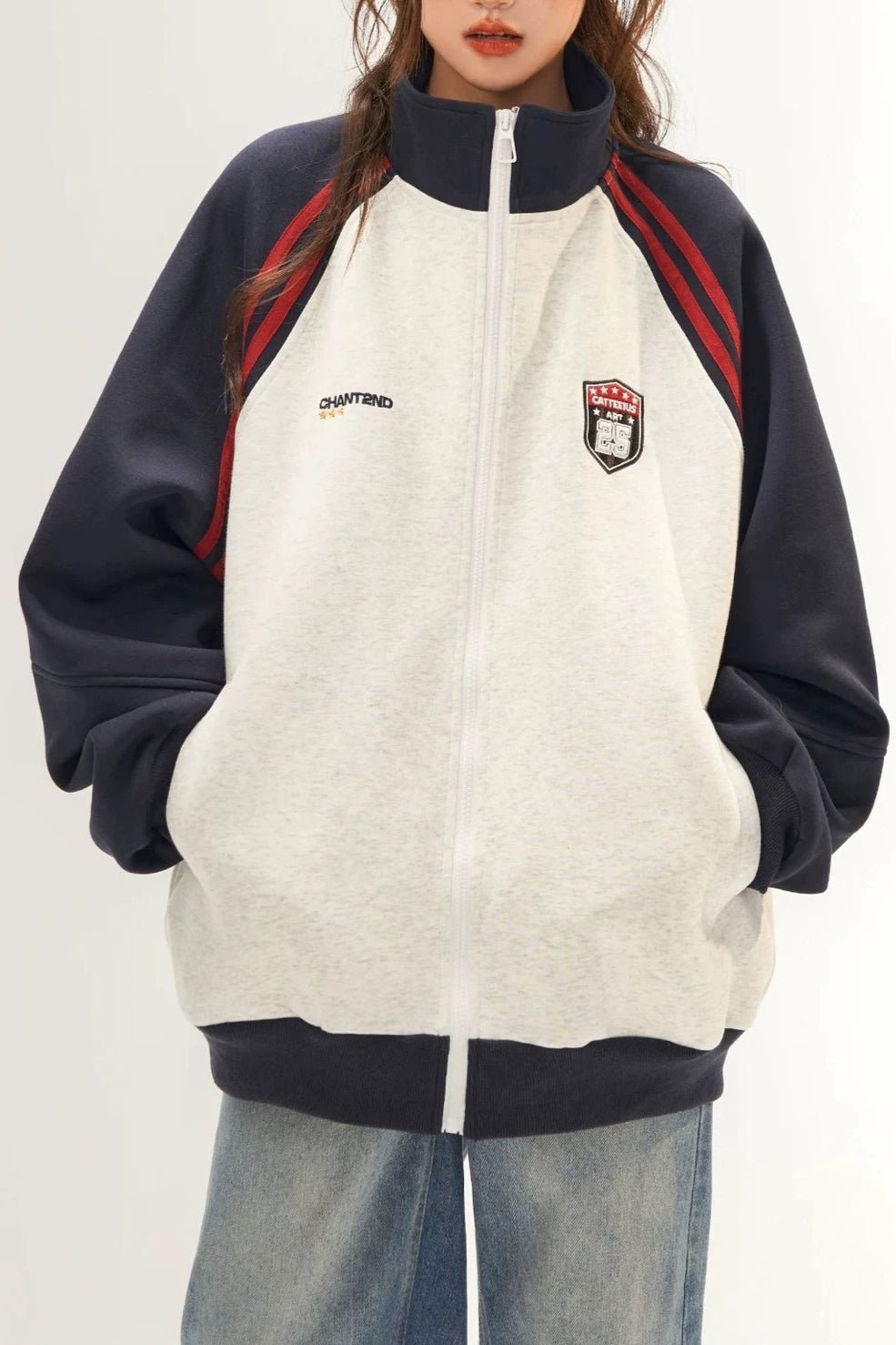 Contrast Raglan Stripe Track Jackets
