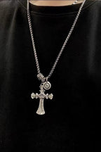 Vintage Crown Cross Necklace