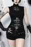 Gothic Cross Cutout Sheer Mesh Top