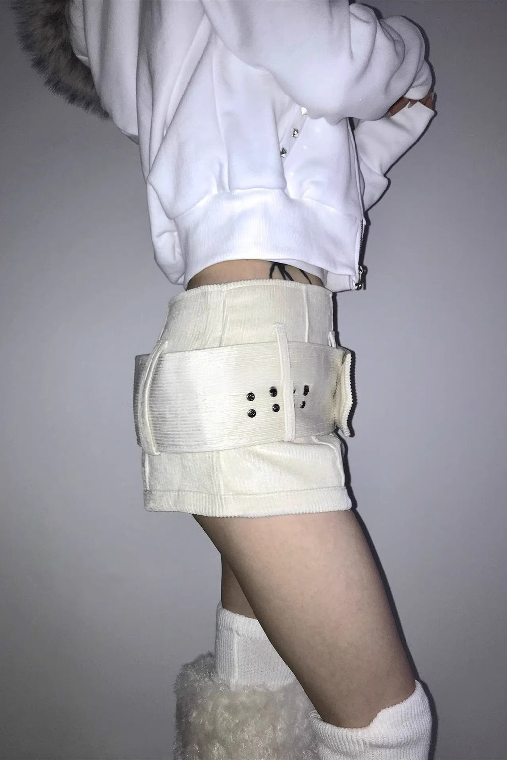 Studded Corduroy Hot Pants