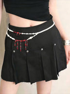 Gothic Dark Blood Drop Red Bead Tassel Waist Chain