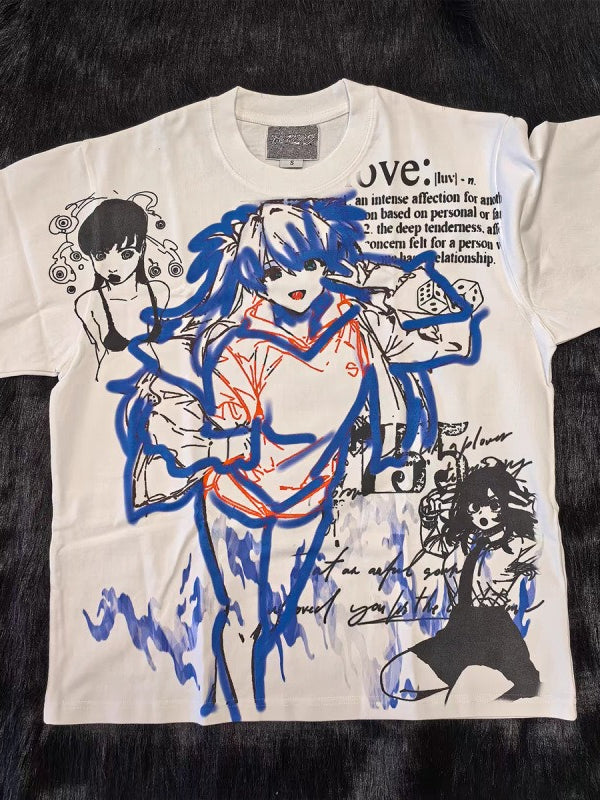 Edgy Anime Print Cotton Crew T-shirt Main image