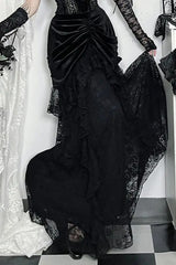 Elegant Black Gothic Gown Skirt
