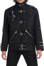 Buckle Strap Zip Detail Jackets