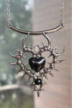 Gothic Thorn Heart Rhinestone Necklace