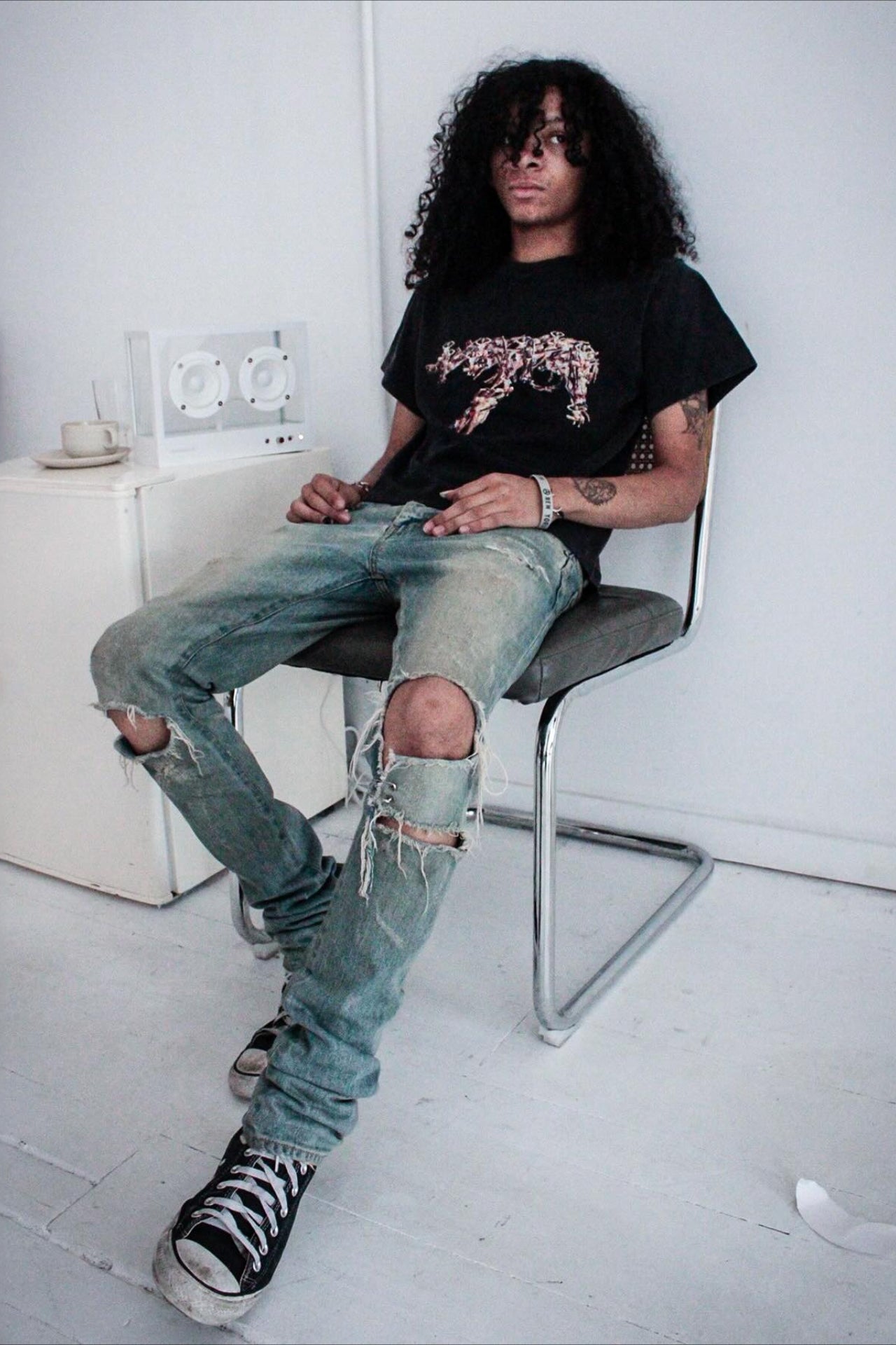Floral Rifle Graphic Cropped T Shirt Secondary image