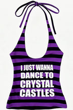 Harajuku Stripe Letter Print Halter Top