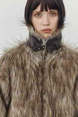 Double Faced Plush Patchwork Coat