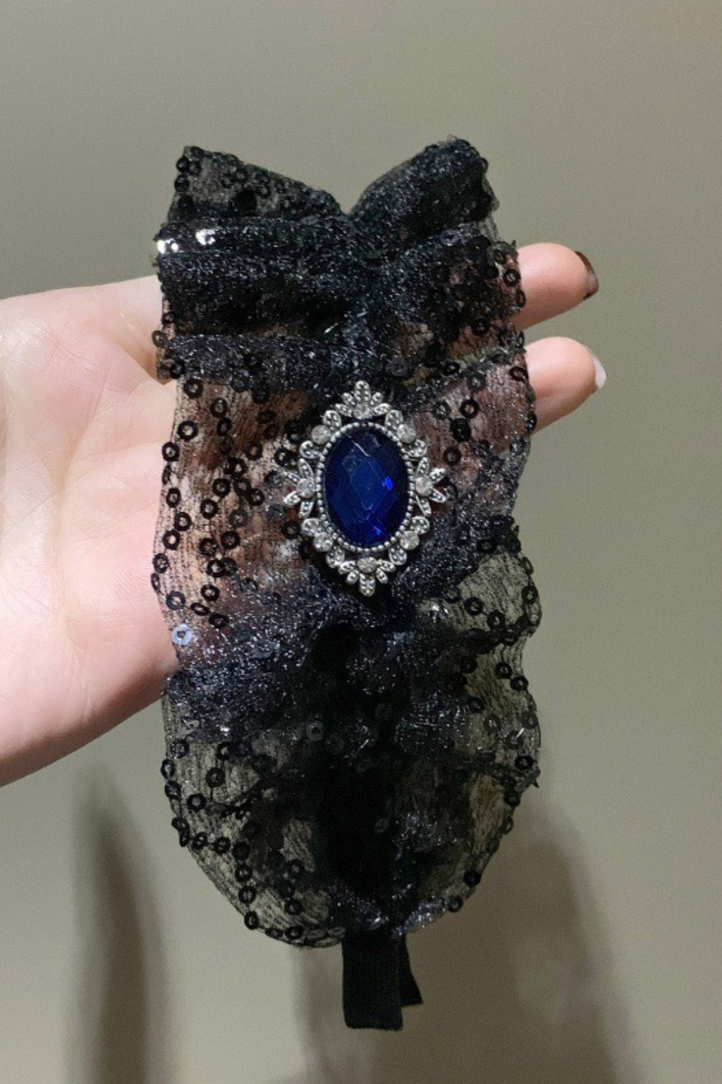 Gothic Wide Lace Sapphire Hair Accs