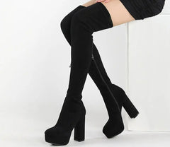Sexy Platform Motorcycle Knee High Gothic Boot