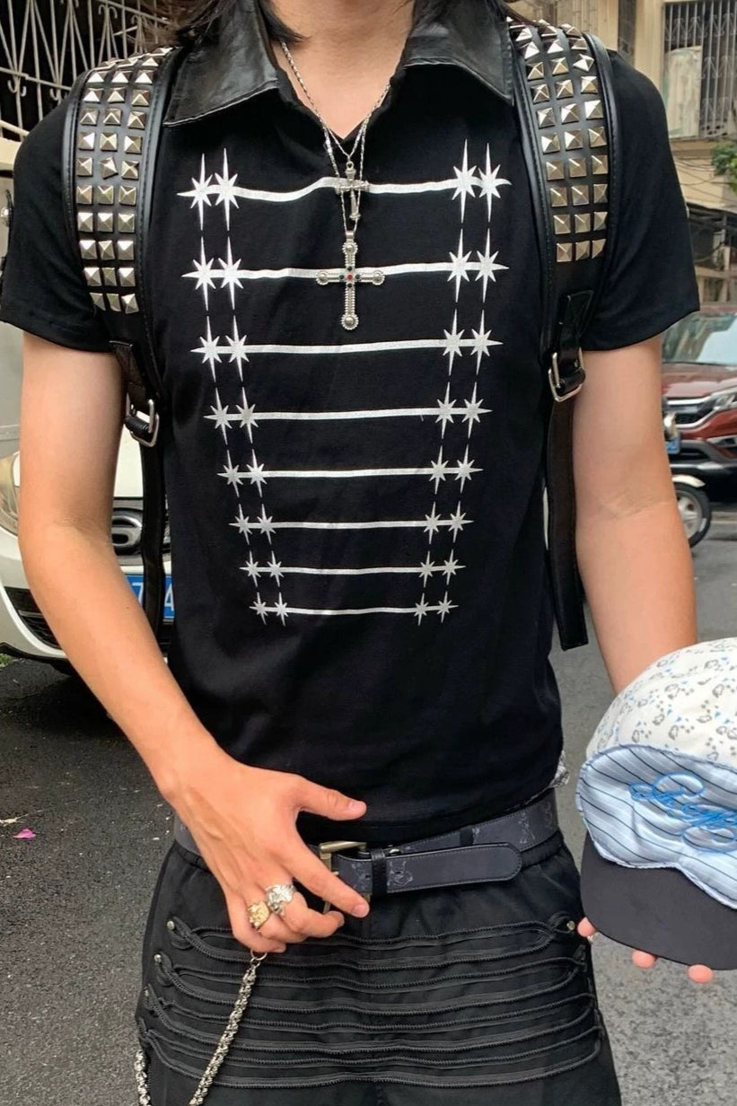 Cross Graphic Short Sleeve Polo T-Shirt