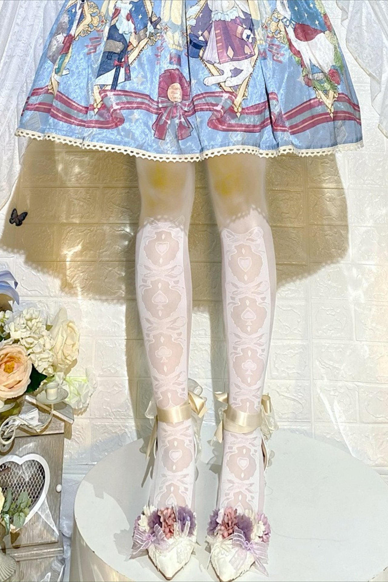Gothic Lolita Black Thigh High Socks Secondary image