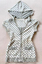 Y2K Pocket Polka Dot Print Hooded T-shirt