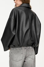 Belted Faux Leather Bomber Jackets