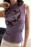 Bat Graphic Mock Neck Tank Top