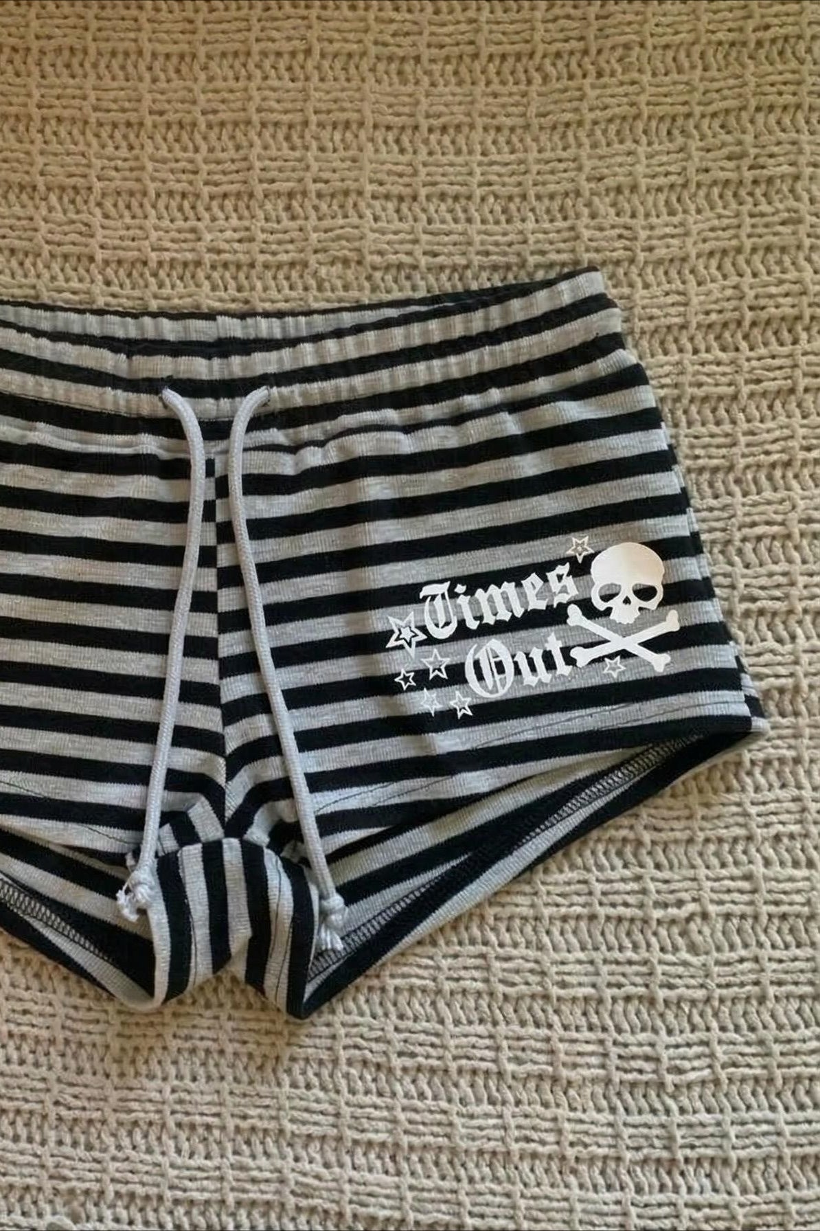 Skull Stripe Print Hot Pants