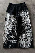 Ornate Snake Print Wide Leg Pants
