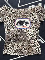 Y2K Leopard Eye Print Slim Short Sleeve T-Shirt