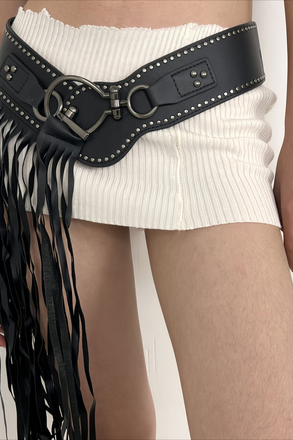 Y2K Elastic Tassel Studded Belt