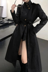 Gothic Punk Black Leather Biker Coat