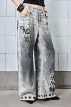 Music Note Washed Denim Bermuda Shorts