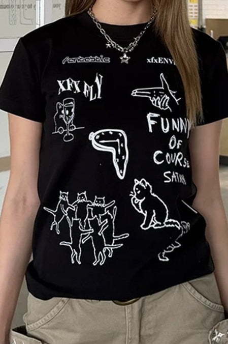 Doodle Graphic Short Sleeve T-Shirt