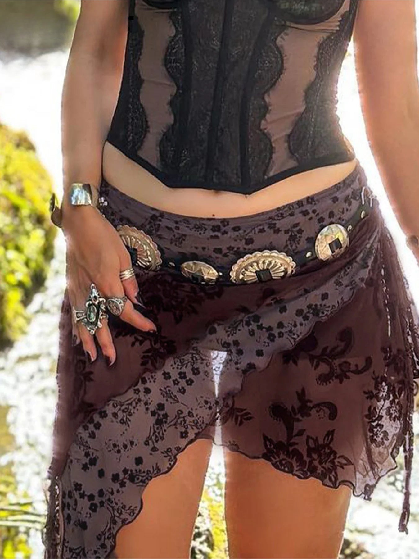Beach Asymmetrical Floral Skirt Main image