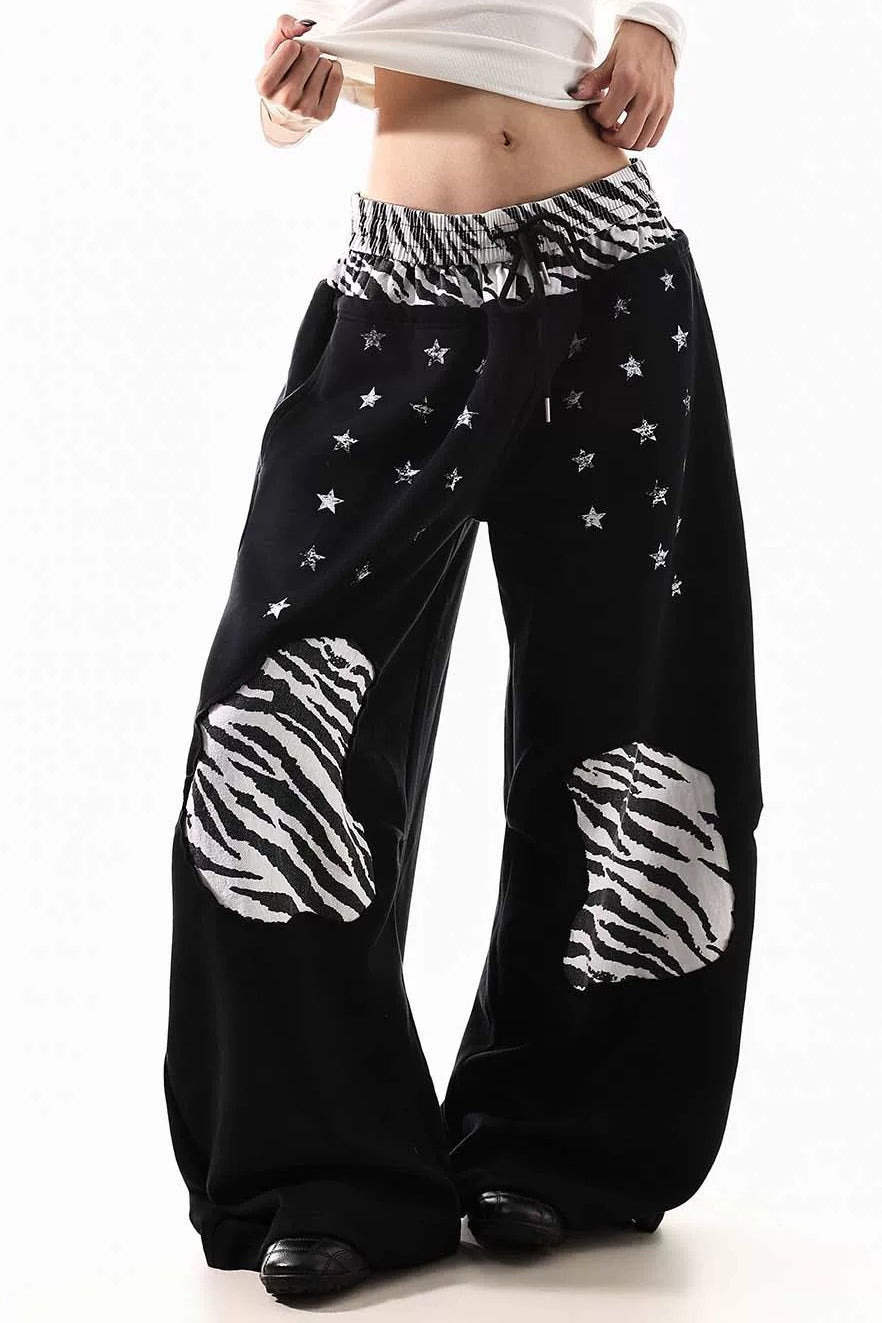 Leopard Double Waist Wide Leg Pants