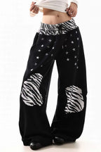 Leopard Double Waist Wide Leg Pants