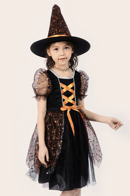 Orange Witch Dress Kid Halloween Costume Main image