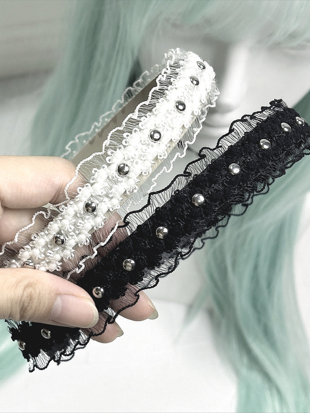 Punk Ruffled Rivet Hair Accs
