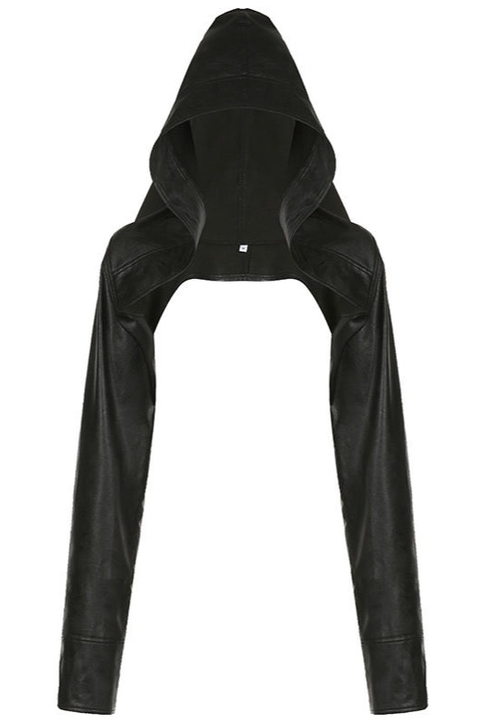Glossy Cropped Open Front Hoodies