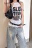 Vintage Sheer Letter Print Halter Top